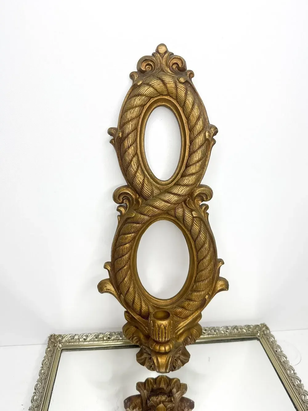Vintage Syroco Home interiors Gold Candle Sconce